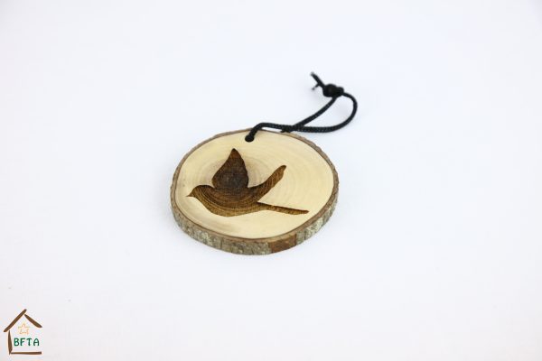 Olive Wood Bark Ornament with Laser Printing – Peace Dove