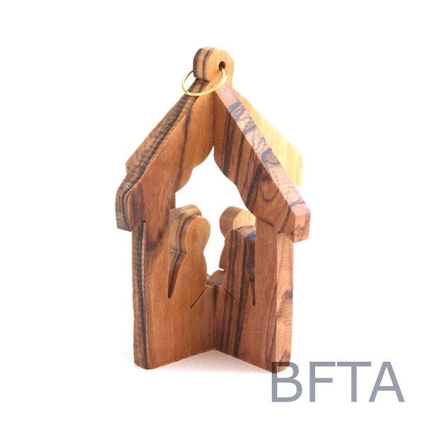 Olive Wood 3D Thick Nativity Ornament
