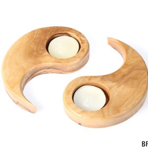 Olive Wood Peace T-light candle holder