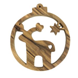 Olive Wood Deer with a Star Ornament