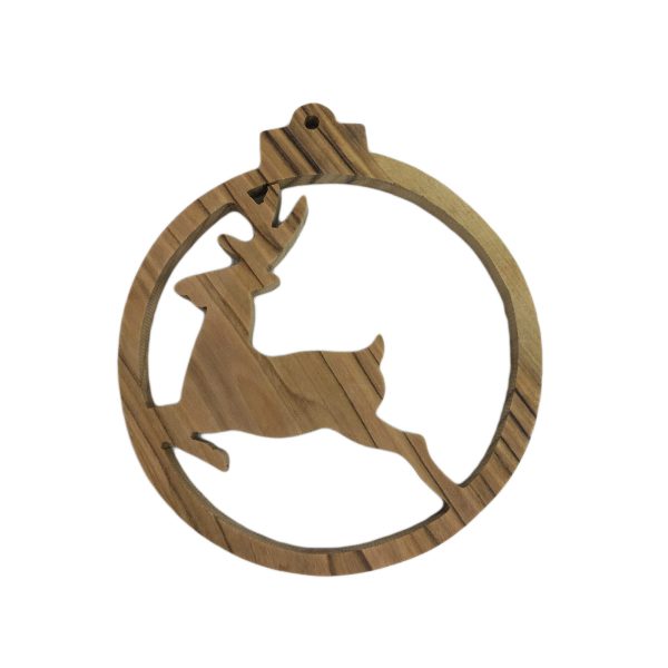 Olive Wood Jumping Deer Ornament