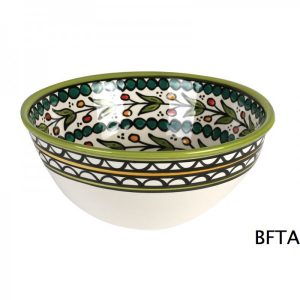 Handmade and Hand-painted Green Ceramic Fruit Bowl