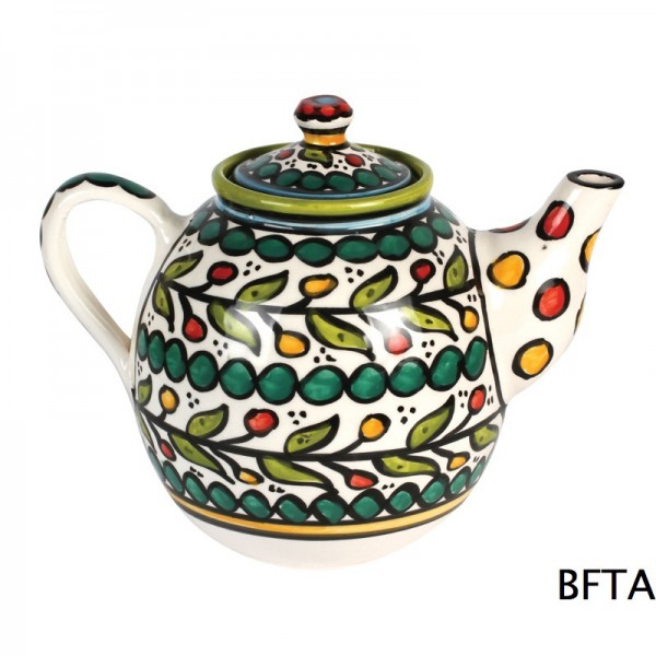 Handmade and Hand-painted Green Ceramic Tea Pot