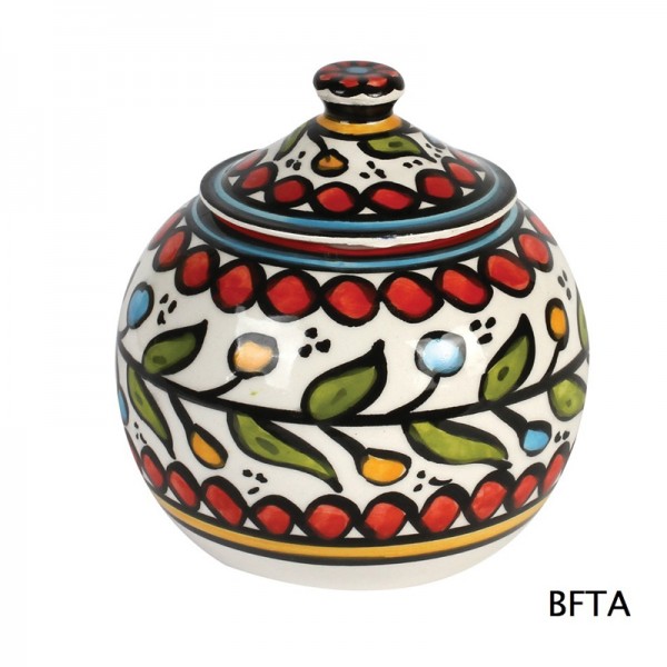 Handmade and Hand-painted Ceramic Sugar Pot