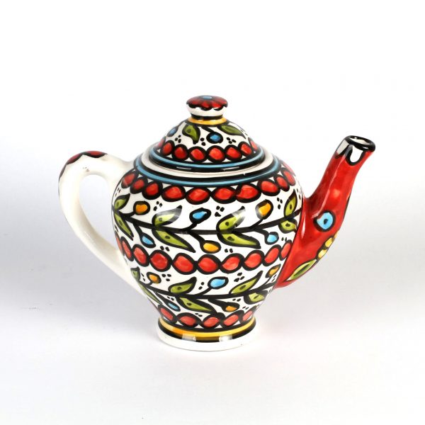 Handmade and Hand-painted Red Ceramic Tea Pot
