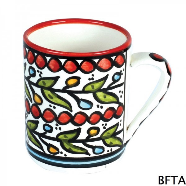 Handmade and Hand-painted Red Ceramic Mug