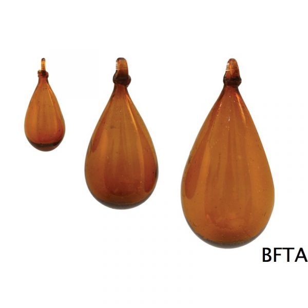 Hand Made Blown Glass – Hanging Tear Baubles BROWN (Set of 12)