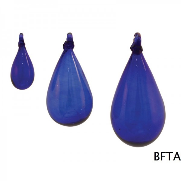 Hand Made Blown Glass – Hanging Tear Baubles BLUE (Set of 12)