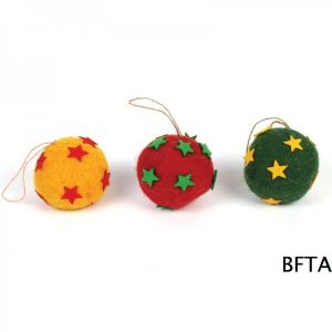 Hand Made Felt Wool Christmas Colored Balls – Set of 3