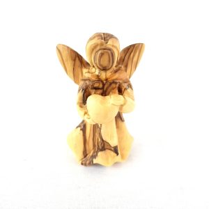 Olive Wood Angel with Heart
