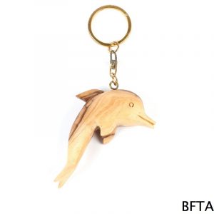 Olive Wood Dolphin Keychain