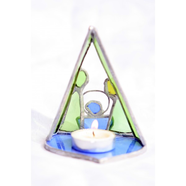 Recycled Triangular Glass Nativity