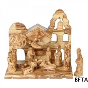 Olive Wood Musical Nativity with Faresy Set 11cm