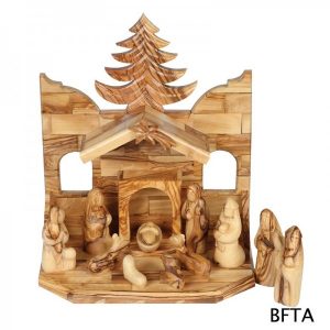 Olive Wood Large Tree Nativity with 14cm Figures