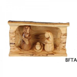 Olive Wood Cave Nativity with Removable Figures