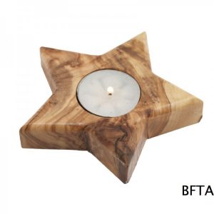 Olive Wood 5-Pointed Star Candle Holder