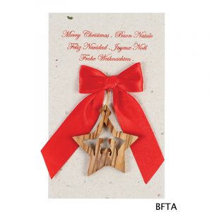 Recycled Paper Card with Star Ornament – Red
