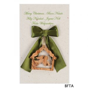 Recycled Paper Card with Angel Ornament – Green