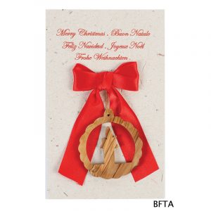 Recycled Paper Card with Candle Ornament – Red