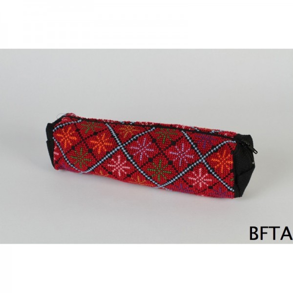 Embroidered Red Pencil Case