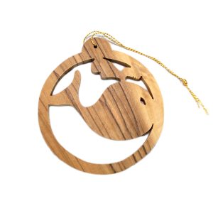 Olive Wood Whale Round Ornament