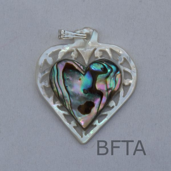 Mother of Pearl Carved Heart with a Mini Colored Heart