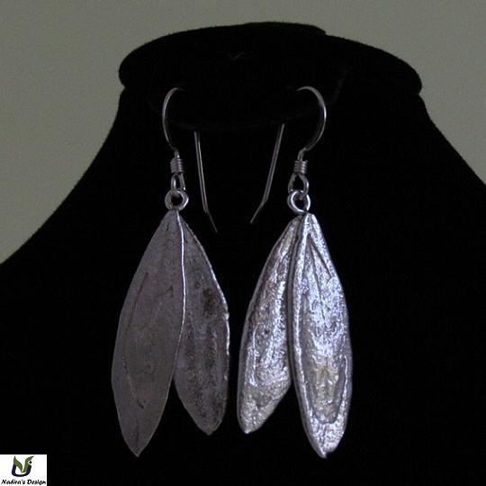 Silver Pair of HolyLand olive leaves earring