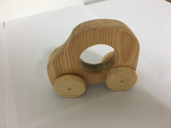 Hand Designed Creative Wooden Kids Car with a Circle in The Middle