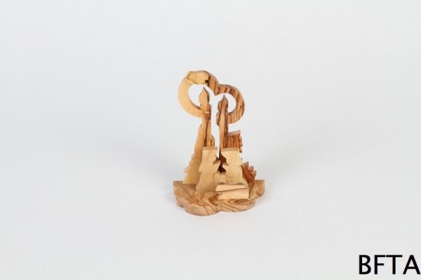 Olive Wood Two Candles Nativity