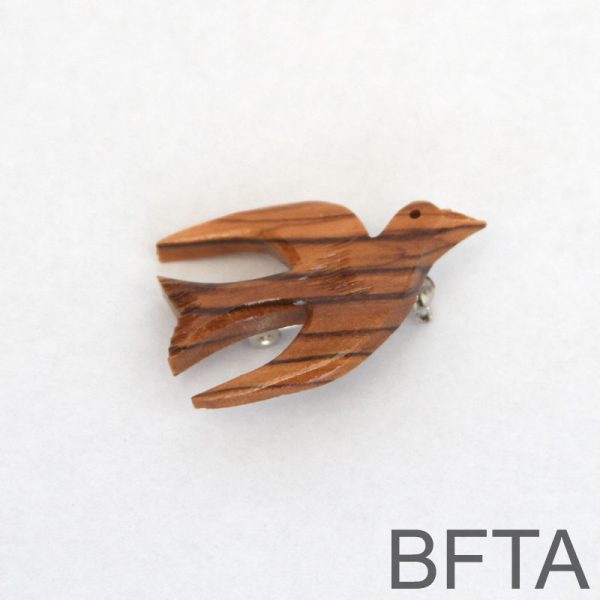 Olive Wood Small Dove Brooch