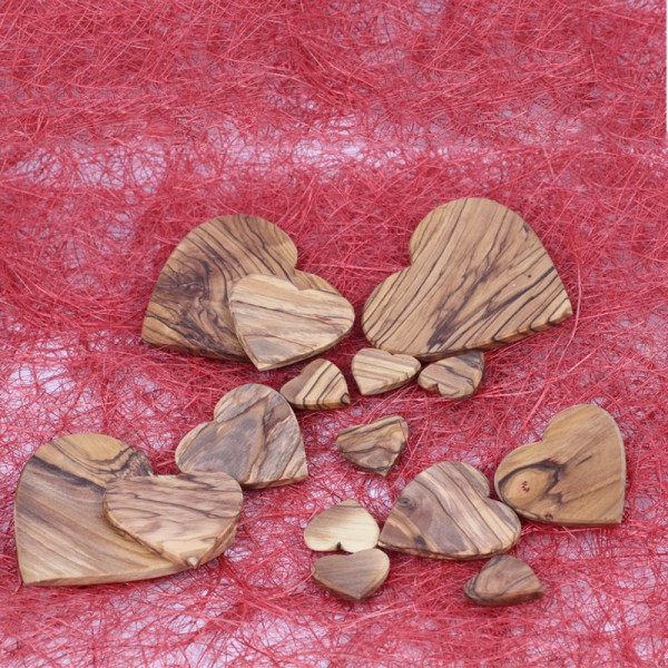 Olive Wood Hearts Table Decorations
