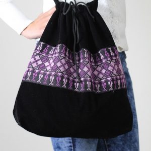Embroidered Bag with Light and Dark Purple Threads