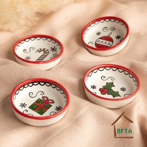 Exquisite Hand Made Ceramic Christmas Kitchen Gift set of 4 mini Plates