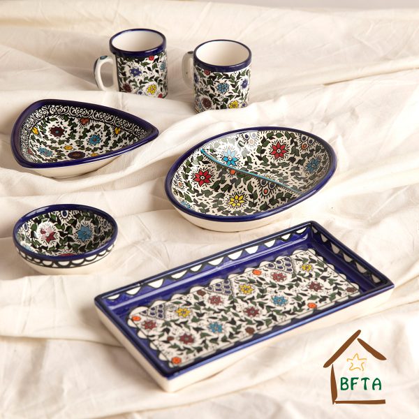 Beautiful Hand Designed Floral Ceramics Set of 6 Pieces
