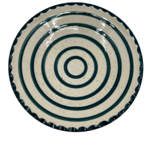 Natural Glazed Pottery Plate with Green Color