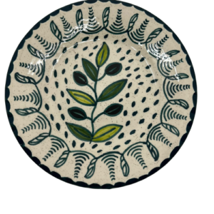 Natural Glazed Pottery Plate with Colors