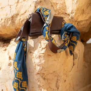 Nathra A-Symetrical Genuine Leather Hand Bag with Enab sqare scarf