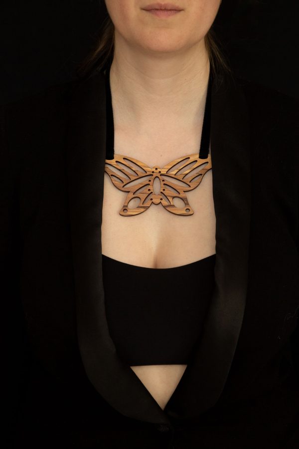 Olive Wood Butterfly Necklace