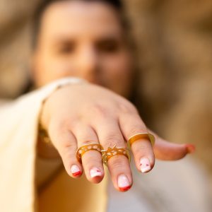 Golden 3 Piece 3 Finger Ring